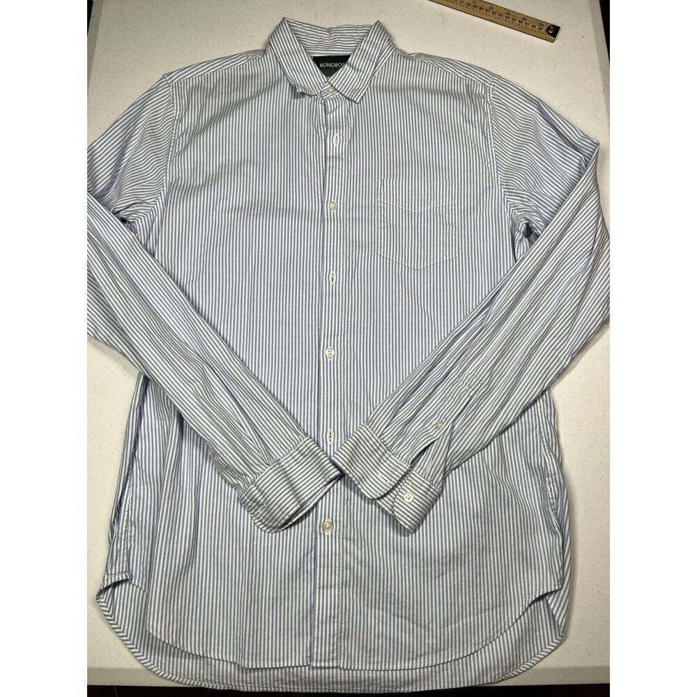 Bonobos Mens Cotton Blend Casual Button Down Dress Shirt Size L Long
